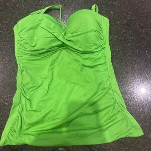 Anne Cole Women's Solid Twist Front Shirred Bandeau Tankini Swim Top